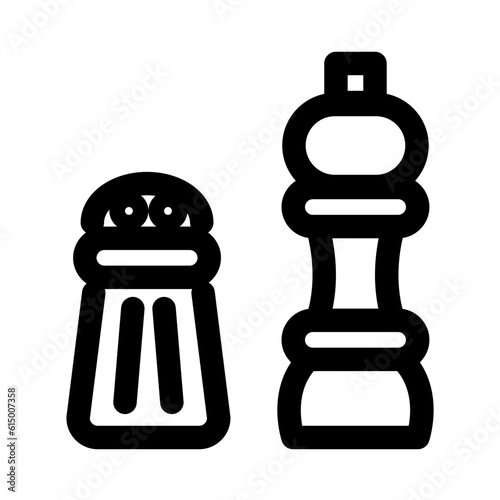 料理、塩胡椒、調味料を表すラインスタイルのアイコン