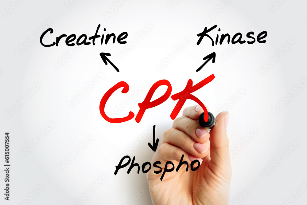CPK Creatine Phosphokinase enzyme expressed by various tissues and cell types, acronym text
