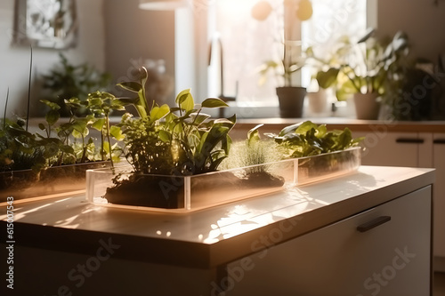 Transplantation of plants, flowers in the home interior, plant care. With Generative AI tehnology