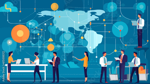 Global communication network concept. Environmental technology. Sustainable development goals. SDGs. Vector illustration.