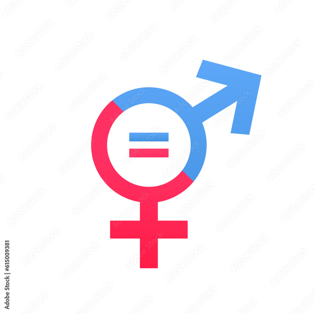 Male and female equality concept. The equality of men and women. Equal rights concept. Gender equality. Women's rights. Vector illustration Male and female equality concept. The equality of men and women. Equal rights concept. Gender equality. Women's rights. Vector illustration