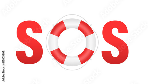 SOS sign with lifebuoy. Save life concept. Rescue sign. Save life human. Salvation sign, chevron salvation circle in a white stripe, sos signs. Vector illustration