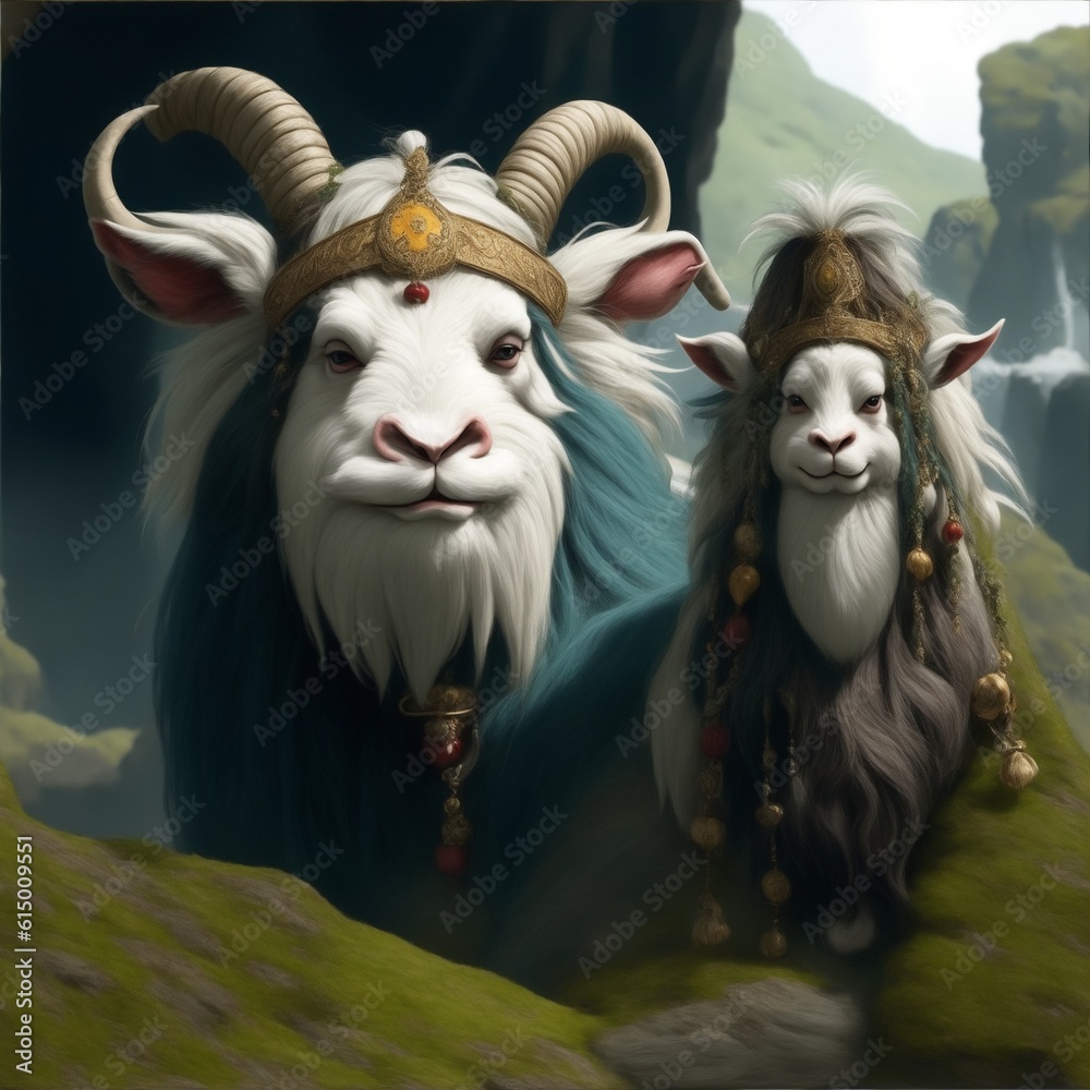 game, goat on troll cave