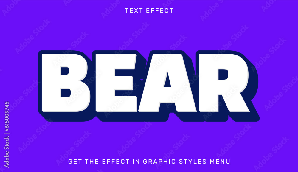 Bear editable text effect in 3d style. Text emblem for advertising, brand and business logo