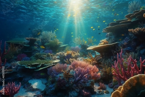 Wallpaper Mural coral reef and fishes.  Torontodigital.ca