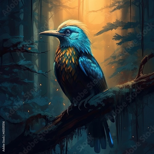 A bird in the night forest © Thornrisk