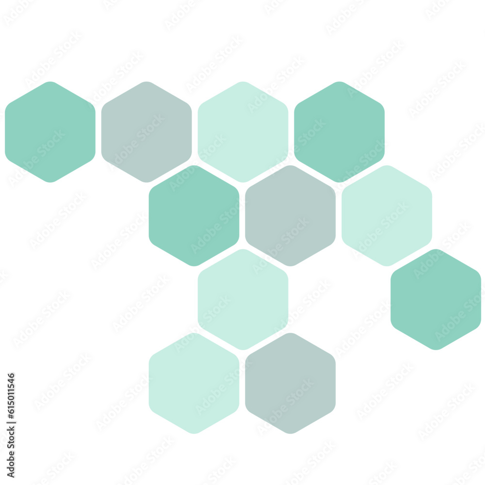 Futuristic green random digital hexagons, honeycomb elements Futuristic green random digital hexagons, honeycomb elements