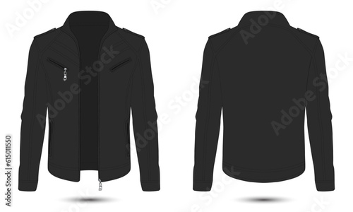 black leather jacket mockup front and back view