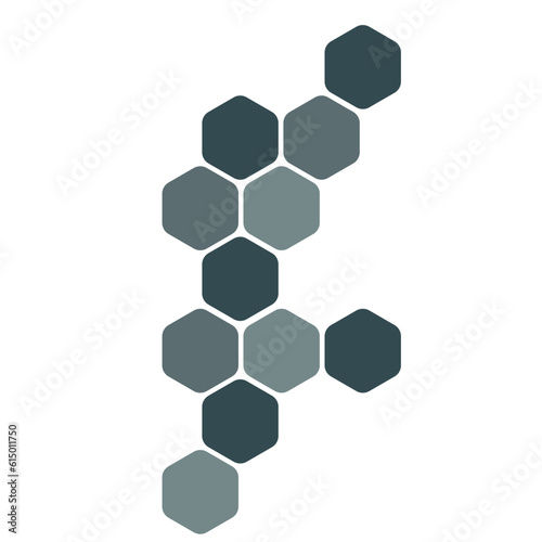 Futuristic dark grey random digital hexagons, honeycomb elements