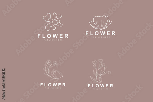 Floral Logo, Leaves And Flowers Botanical Garden Vector, Floral Design Of Life