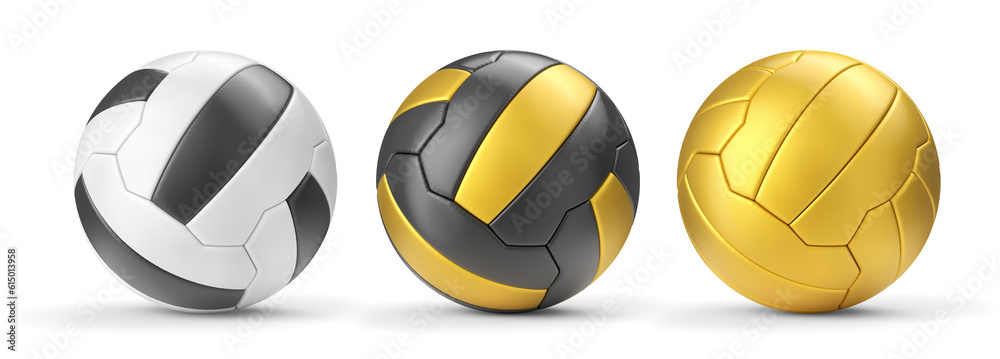 Set of soccer or football balls isolated on white background