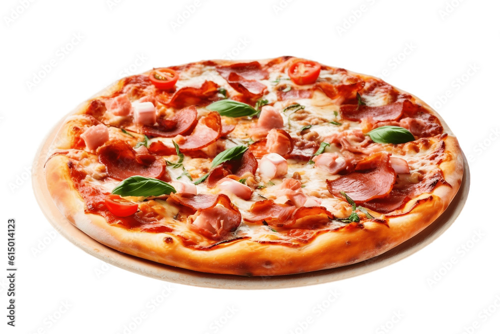 Delicious Pizza Isolated on Transparent Background Illustration, Generative AI