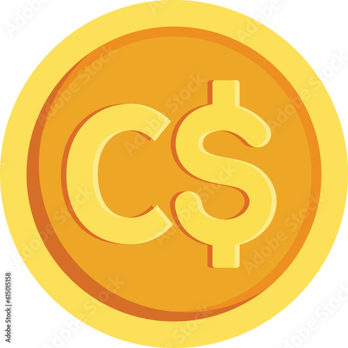 Isolated golden CAD coin