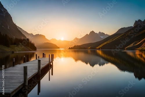 sunset over lake