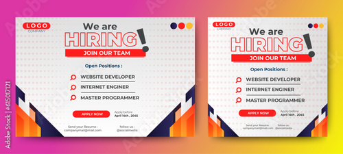 Creative social media post feed design. We are hiring banner, poster, announcement job for company	