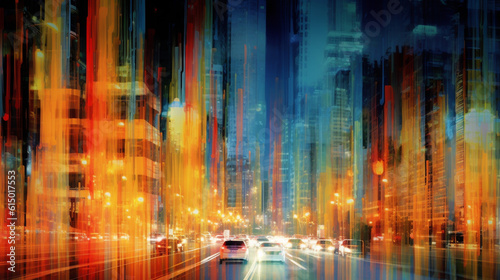 Generative AI, Urban Symphony: A Vibrant Tapestry of Abstract Traffic © icehawk33