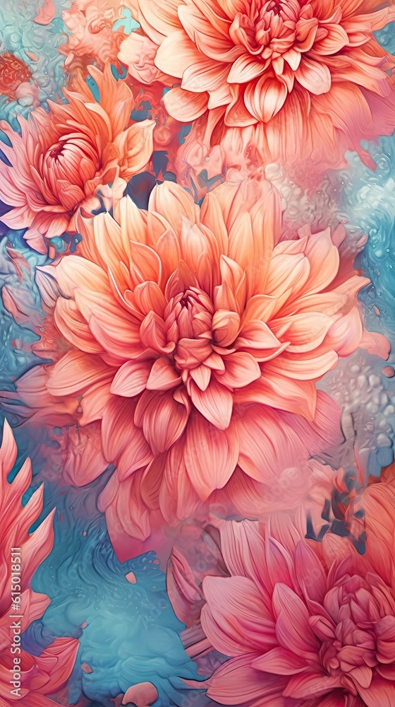 Watercolor Chrysanthemum flower illustration. Colorful painting floral background. Generative AI