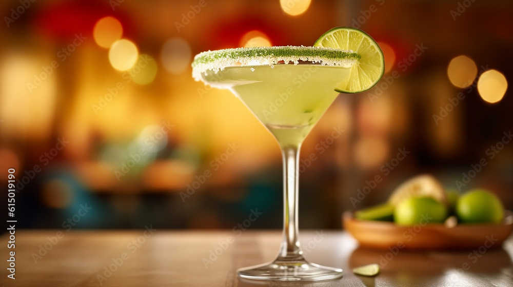 ai generative exotic margarita coctail against a colorful bokeh background ai generative exotic margarita coctail against a colorful bokeh background