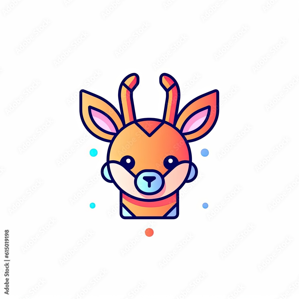 Portrait of Deer cute animal icon. Line style character avatar. Generative AI