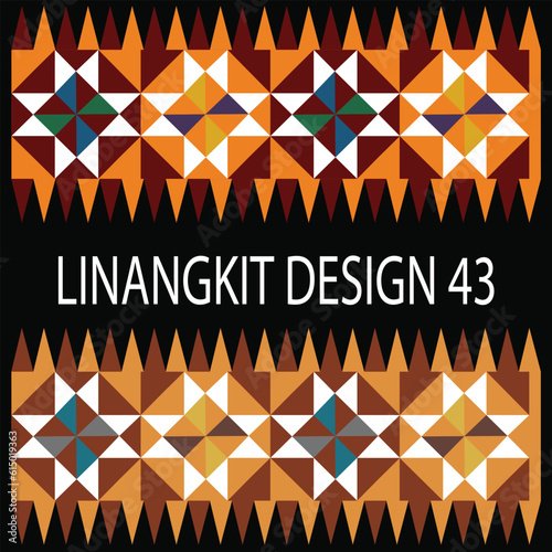 It is a traditional handicraft design by native tribes in East Malaysia usually with green, black, yellow, purple, brown, white, and orange threads