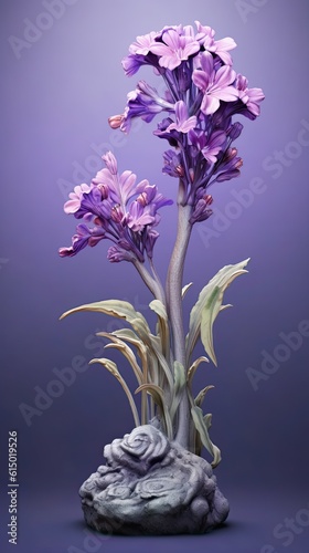 Lavender flower in sculpture style. Beautiful sculpture of flower. Generative AI