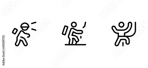 Climbing icon, vector set design with Editable Stroke. Line, Solid, Flat Line, thin style and Suitable for Web Page, Mobile App, UI, UX design.


