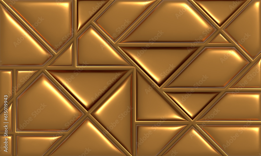 triangle tiles square Gold metallic as background pattern, 3D illustration. triangle tiles square Gold metallic as background pattern, 3D illustration.