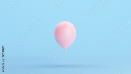 Pink Balloon Floating Happy Birthday Helium Decoration Celebration Celebrate Kitsch Blue Background 3d illustration render digital rendering