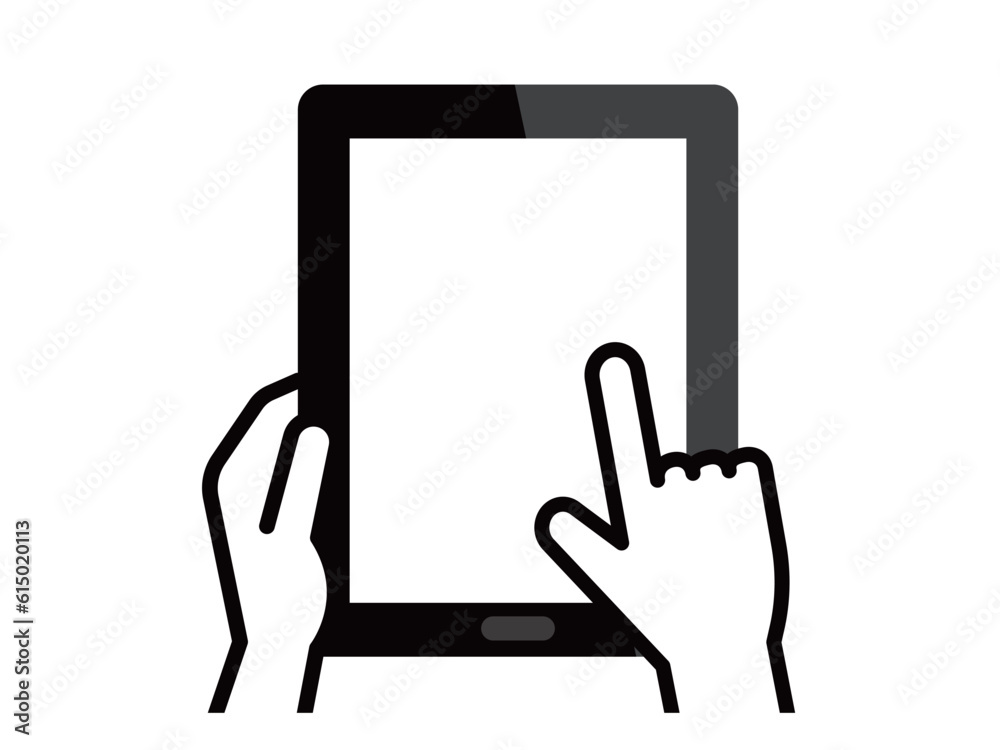 タブレットPCを操作するイラスト タブレットPCを操作するイラスト