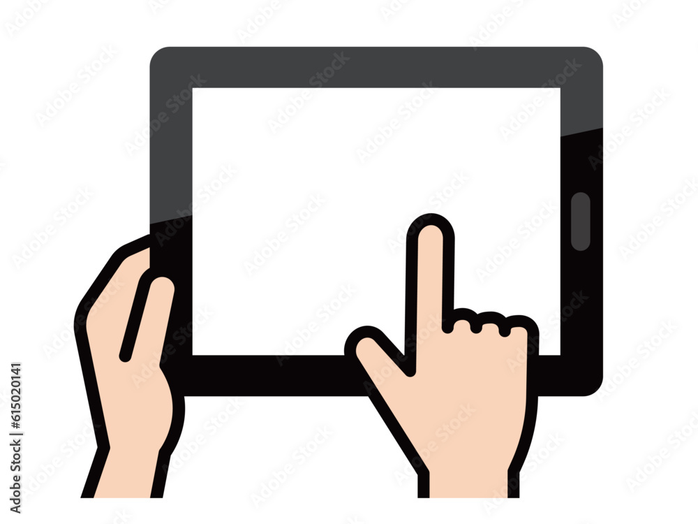 タブレットPCを操作するイラスト タブレットPCを操作するイラスト