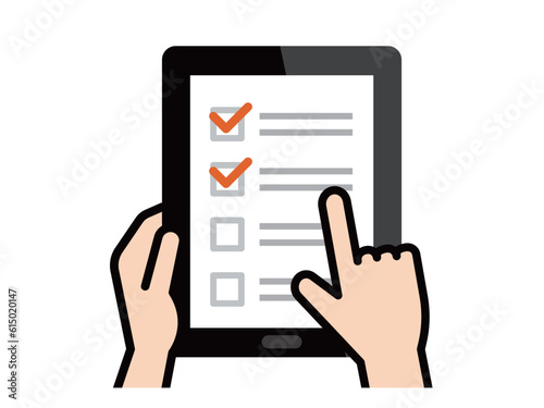 タブレットPCを操作するイラスト