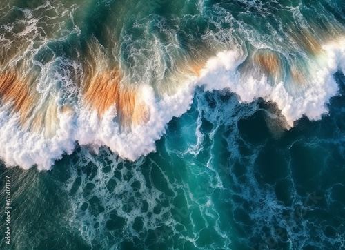 aerial view of a large wave in the ocean. generative ai © Strabiliante