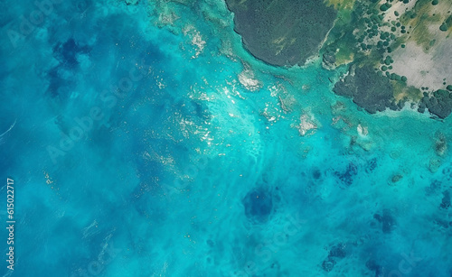 aerial view of a turquoise blue ocean, capturing the beauty and vastness of water. Generative AI