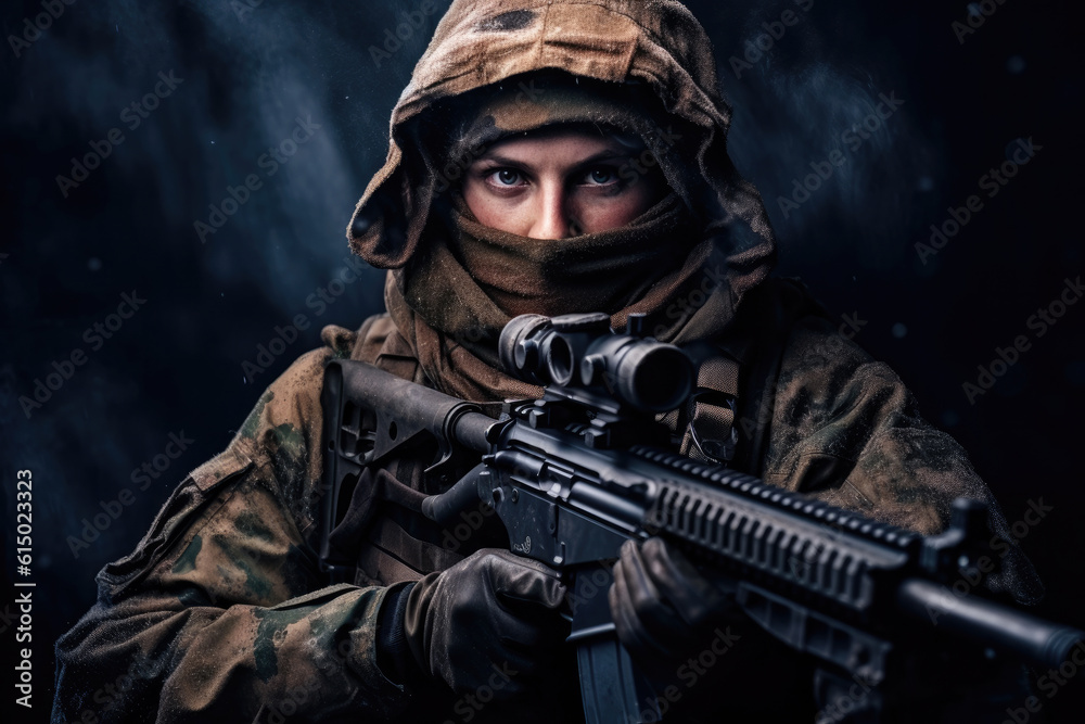 Photo of soldier holding a gun, sniper