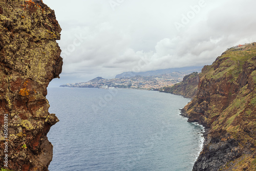 The cliff coast east of Funchal seen from Cristo Rei