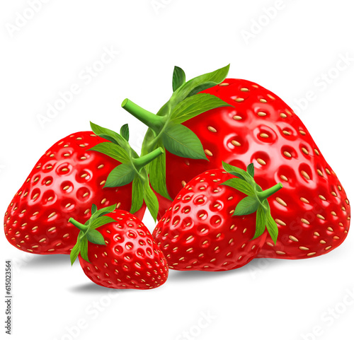 bunch of strawberries isolated on the white background