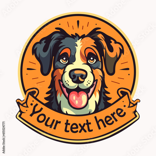 Cute dog logo. Beautiful dog logo. Happy dog ​​logo. Logo for pet shop, veterinary clinic, mascot.