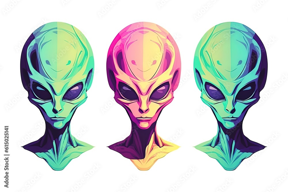 Three classic alien faces