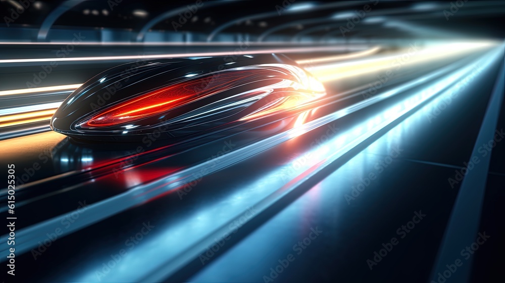 Modern future car with motion blur at night
