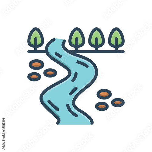 Color illustration icon for creek 