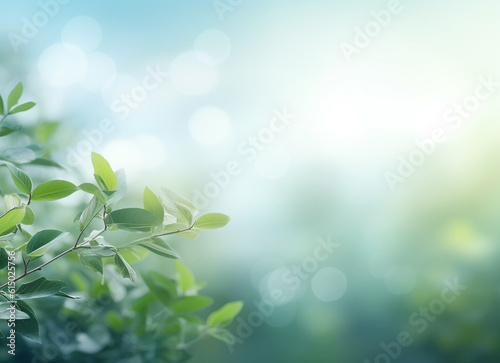 green leaf on blurred greenery background in garden with copy space using as a background