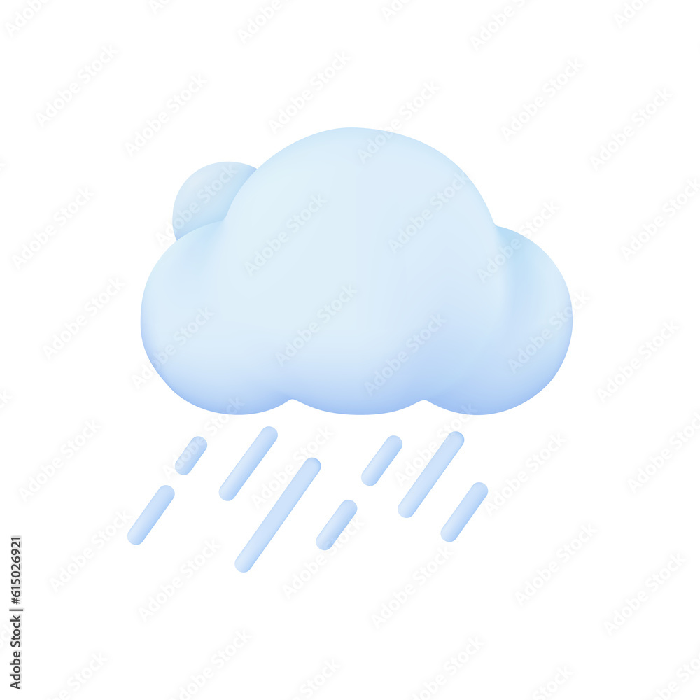 3D weather forecast icons white clouds in the rainy season with strong winds and rain 3D weather forecast icons white clouds in the rainy season with strong winds and rain