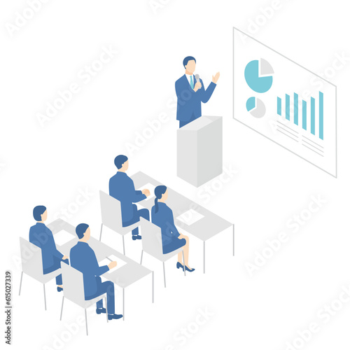 会社説明会に参加する人々