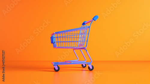 ai generative shopping empty cart against a solid color background 