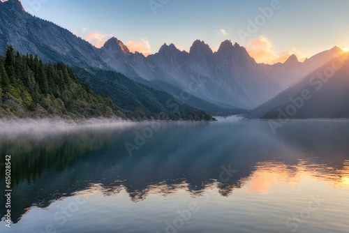 sunrise in the mountains, generative ai © drimerz