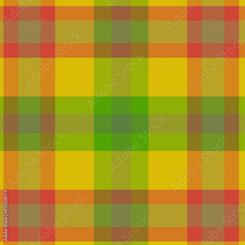 Autumn plaid red yellow and green seamless vector pattern