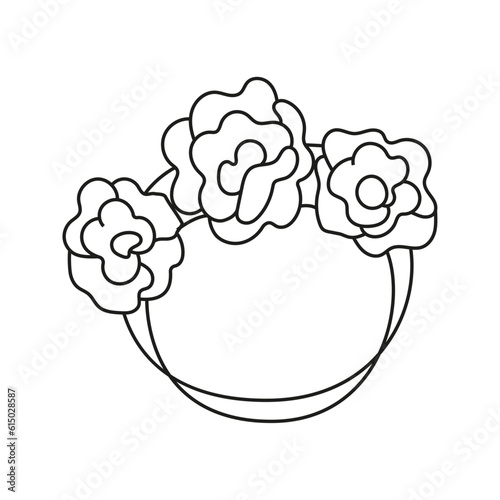vector illustration of a wreath of flowers in doodle style.