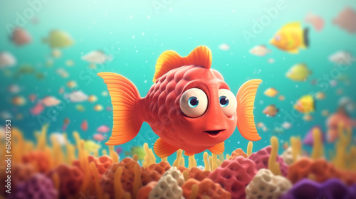 cute fish 3d rendering elements minimal backgroud