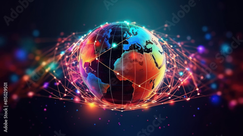 ai Online globe and payment digital marketing with global internet connection. Generative AI