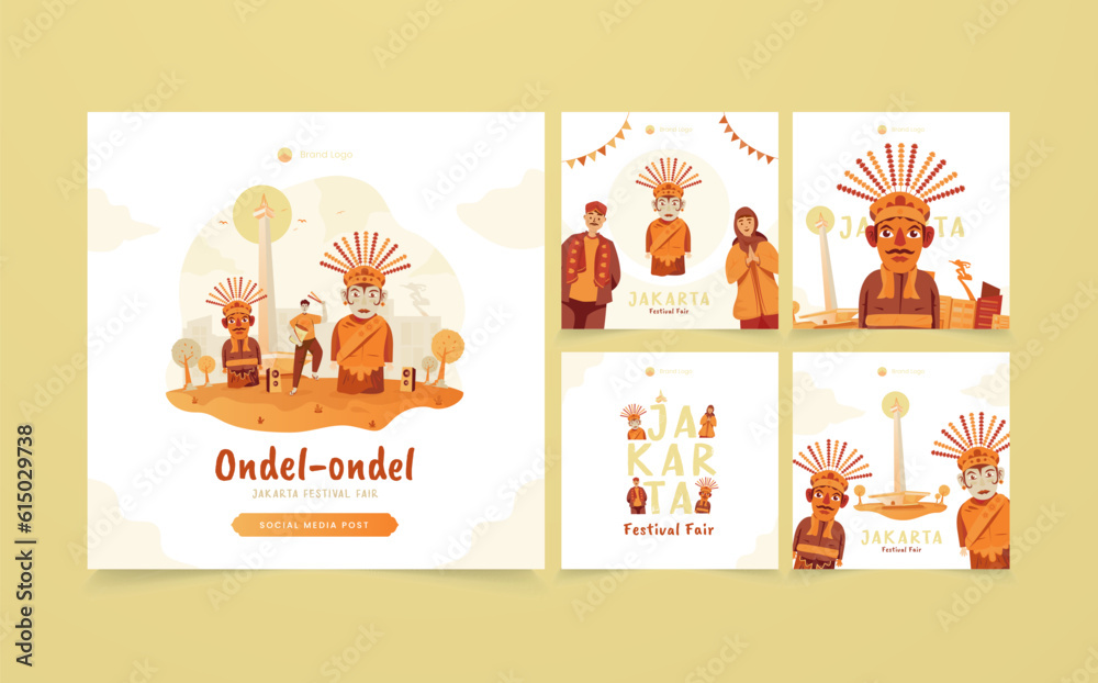 Fototapeta premium Jakarta festival fair illustration on social media post template